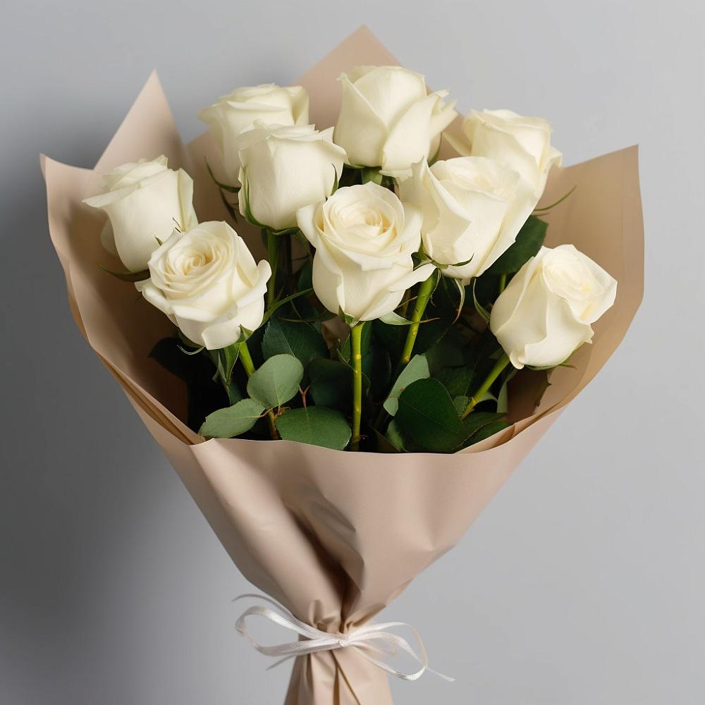 Букет 9 Белых роз Эдлесс Лав в Ясенской