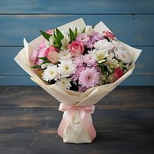 Букет цветов из:  Хризантемы, Альстромерии и Розы в Ясенской