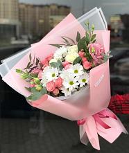 Букет цветов из:  Розы, Лизиантусы и Хризантемы в Ясенской