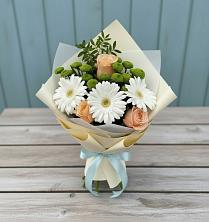 Букет цветов из:  Герберы, Розы и Хризантемы в Ясенской