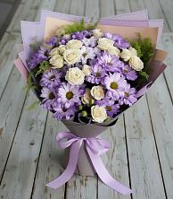 Букет цветов из:  Хризантемы и Розы в Ясенской